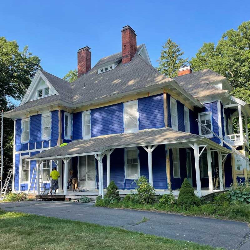 Painting a blue house