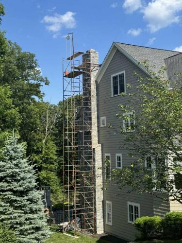 In-progress chimney repair