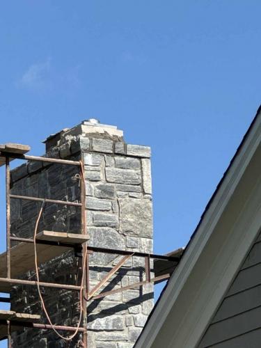 In-progress chimney repair
